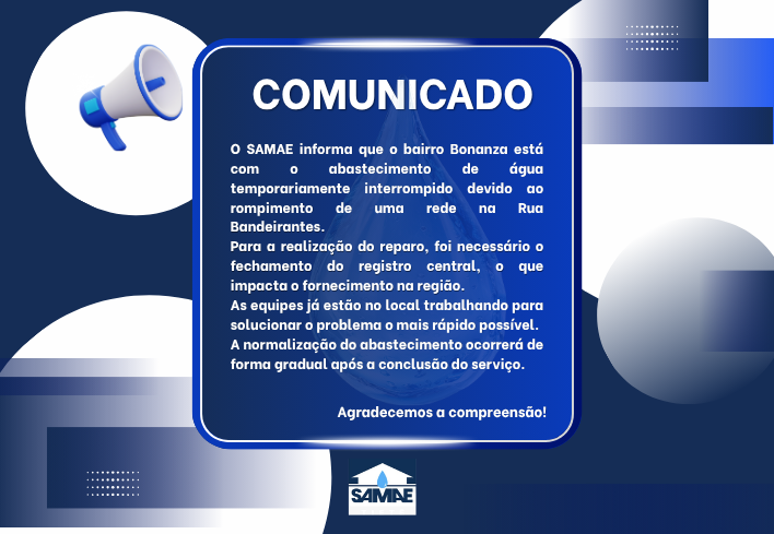 Abastecimento interrompido no Bonanza para reparo emergencial